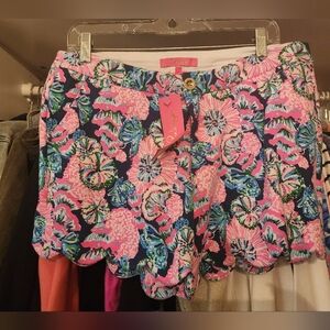 Lilly Pulitzer Buttercup Knit Shorts Oyster Bay Navy Shroom With A View NWT 8